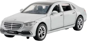 1 32 for Benz S400L Sound Light 6 Doors Opened Pull Back Alloy Miniature Car Model Simulation Souvenir Motor Vehicles Toys(Silver)