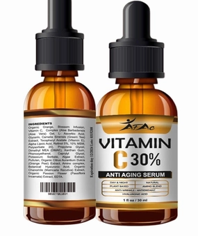 100% Pure Vitamin C Serum for Face – Anti-Aging Serum with Hyaluronic Acid & Vitamin E – Brightening & Hydrating Facial Serum – Organic Skincare – 1 fl oz (30ml)