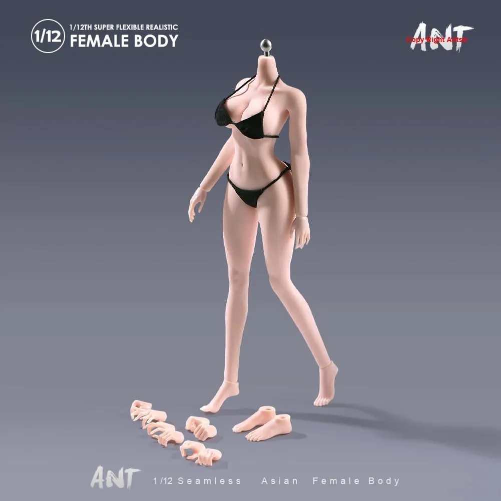 1/12 Scale Female Body,Fitness Edition Beauty Action Figure Body 6inch Super Flexible Pale Skin Seamless with Detachable Hand Feet Miniature Modle for Bodybuilding Sports Hobby Collection