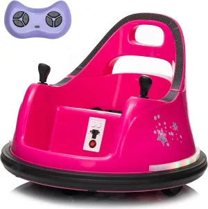 12V Bumper Cars for Kids,2 Gears Electric Car, Bumper Car Toys Gifts, Kids Toy Electric Car with Remote Control and Led Lights, Bluetooth, 360° Rotating,Suitable for Boys and Girls (Rose Red)