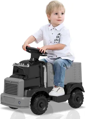 12V Electric Ride On Car for Toddlers, Kids Vehicle with Steering Wheel, Under-Seat Storage, Headlights, Music, Battery Powered Toy Car for Boys and Girls, Black