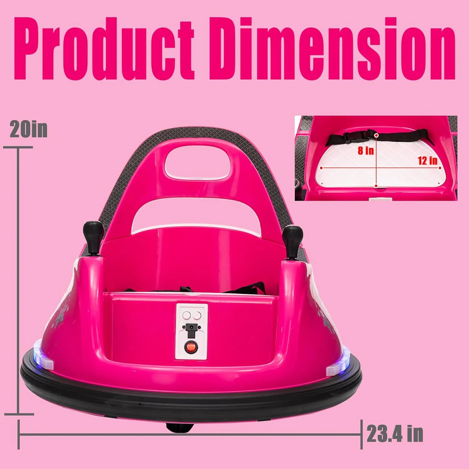 12V Toddlers Kids Ride-on Bumper Car, Baby Electric Ride On Bumper Toy Car with Remote Control, Music, 360 Degree Spin Gift Toys for Toddlers Boys and Girls, Rose Pink