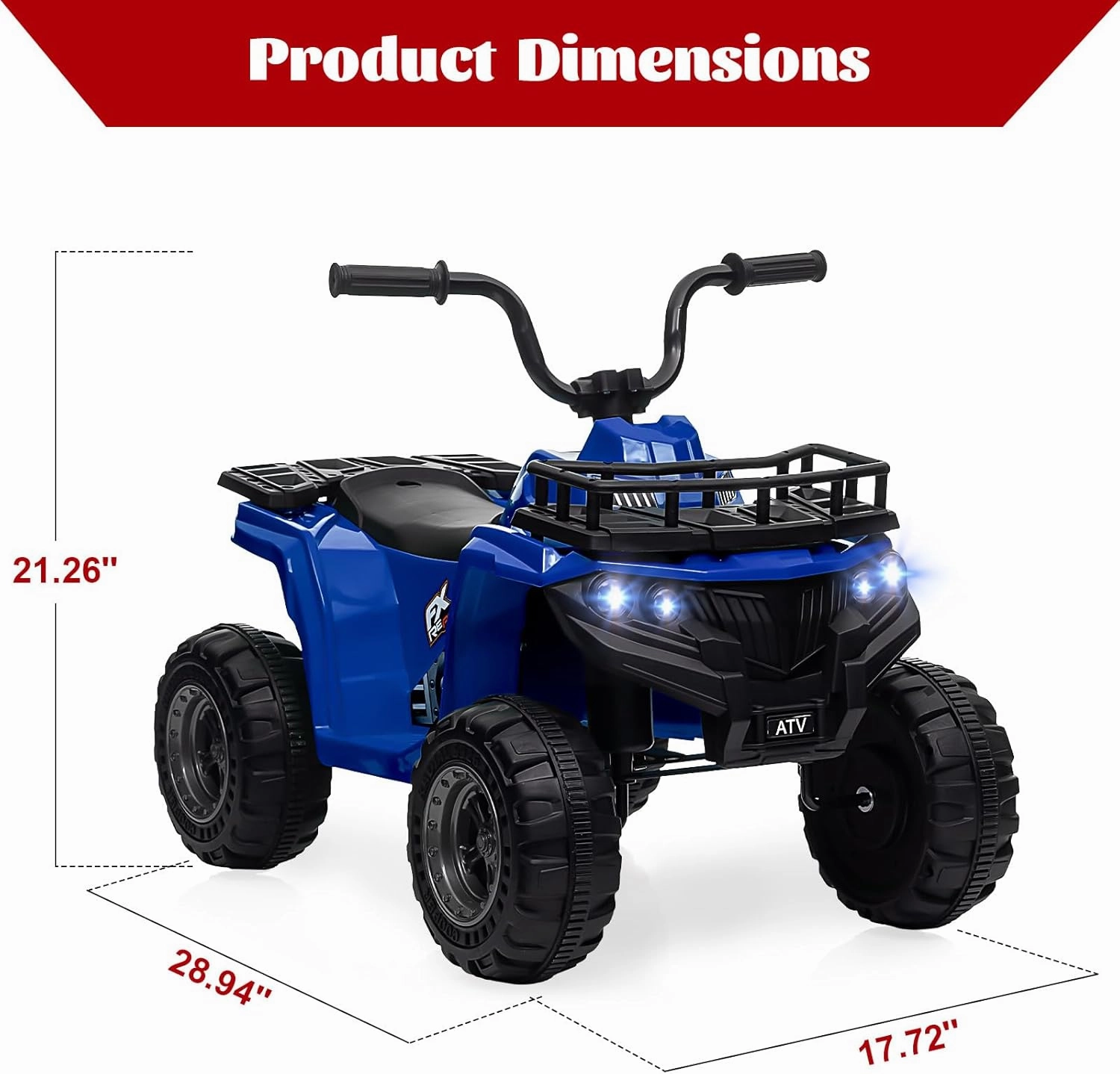 12V Kids ATV 4 Wheeler Electric Ride-On Toy (2-5 Years), 4-Wheel 1.8MPH with LED Lights, Horn, Built-in Music, ASTM/CPSIA Certified, Safe Design, Easy Drive, High/Low Speed Options