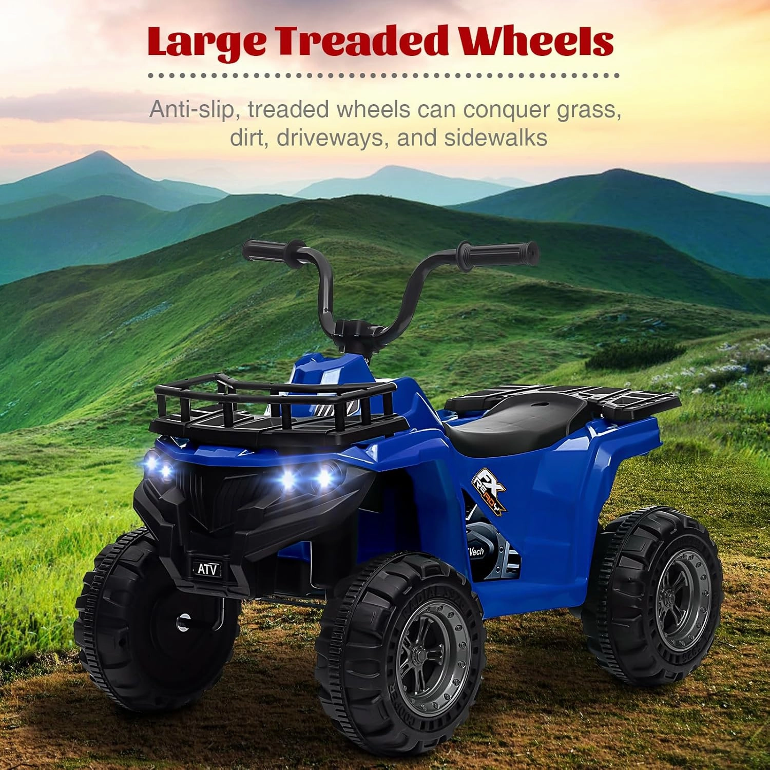 12V Kids ATV 4 Wheeler Electric Ride-On Toy (2-5 Years), 4-Wheel 1.8MPH with LED Lights, Horn, Built-in Music, ASTM/CPSIA Certified, Safe Design, Easy Drive, High/Low Speed Options