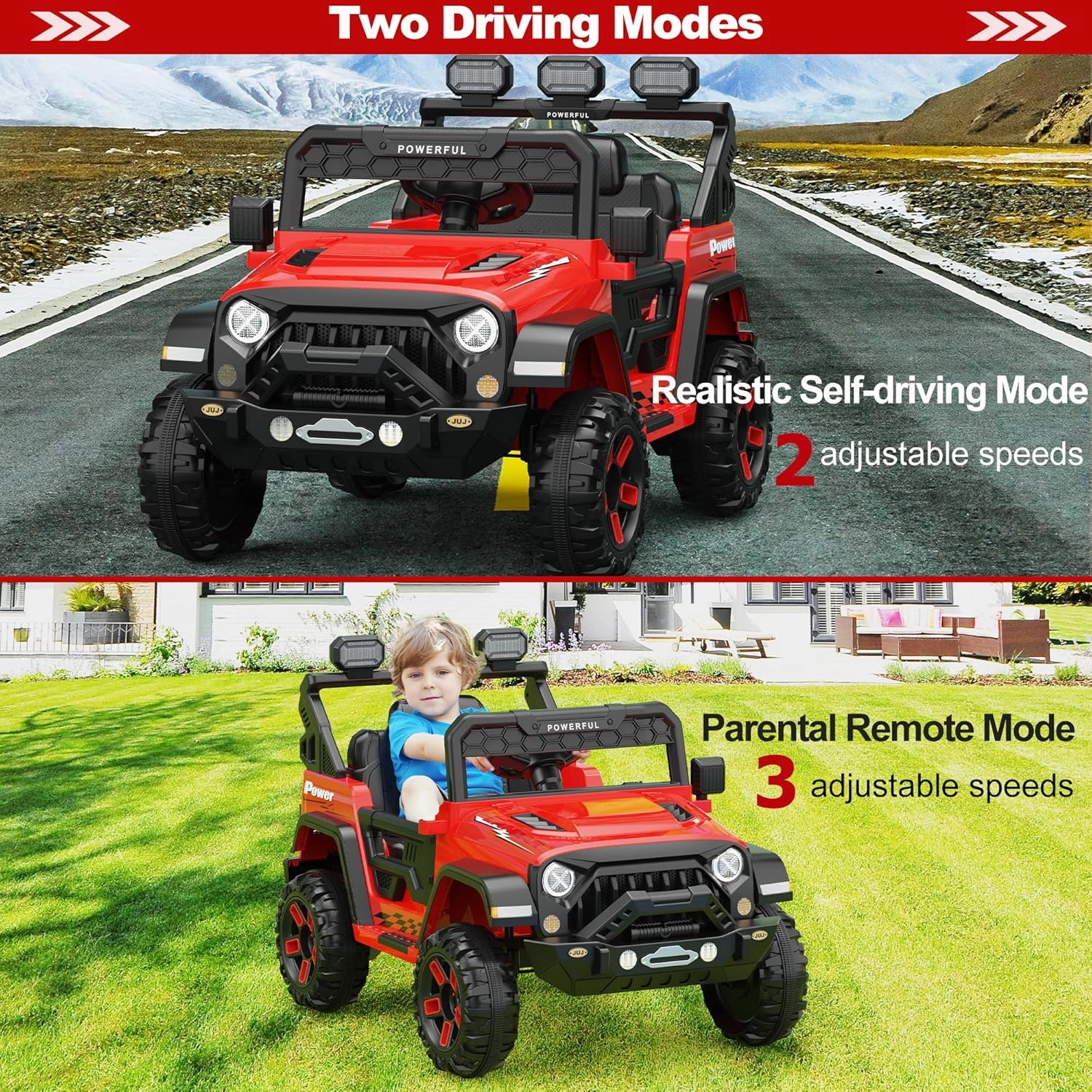 12V Ride On Truck Car with Parent Remote Control, Kids Electric Vehicle Car for Toddlers, Kids Car to Drive, Battery Powered Toy Car with 4 Wheels, LED Light, Bluetooth, 3 Speeds, Red