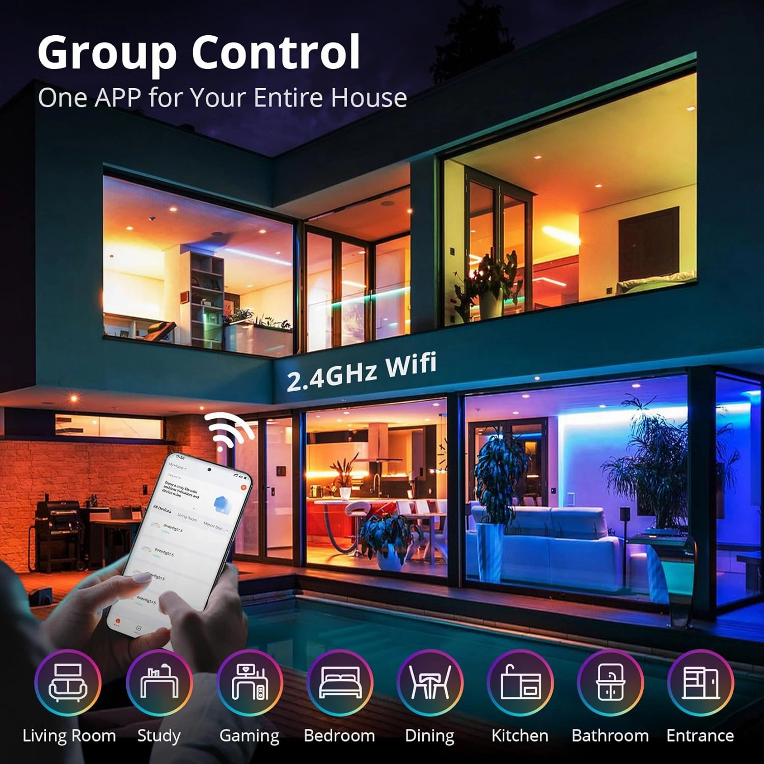 12W Smart Recessed Downlights 6 Inch, RGBCW Wi-Fi LED Retrofit Light, Compatible with Alexa/Google Assistant, Sync to Music Mode & Multiple DIY Scene Mode with Junction Box, 6 Pack