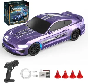 1/43 Scale RC Car for Adults, 2.4G 4WD Full Proportional Control RC Drift Car with LED Lights, RC Racing Toy for Hobbyist