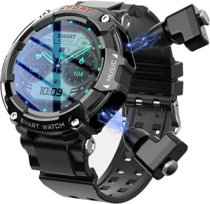 1.52-inch Full Touch HD Screen Metal Body, smartwatch with Earbuds,TWS Sports Earbuds Smart Watch Two-in-one, Support Custom Dial, Local Music Storage, Health Monitoring, Message Notification