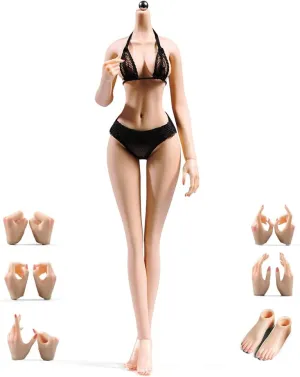 1/6 Scale Female Body 12inch Super Flexible Normal Skin Anime Makeup Body with Detachable Feet Stainless Steel Skeleton Miniature Soldier Action Figure Model Doll