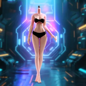 1/6 Scale Female Body 12inch Super Flexible Pale Skin Mech Girl Makeup Body with Detachable Feet Stainless Steel Skeleton Miniature Soldier Action Figure Model Doll