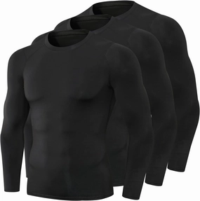 1/3 Pack Men's Compression Shirts Long Sleeve Athletic Workout Base Layer Quick Dry Fit Basketball Football Tops Undershirts
