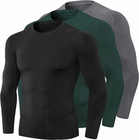 1/3 Pack Men's Compression Shirts Long Sleeve Athletic Workout Base Layer Quick Dry Fit Basketball Football Tops Undershirts
