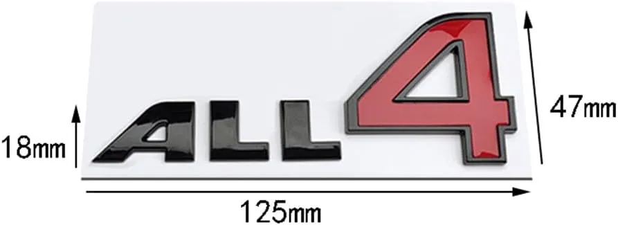 1Pc ALL4 Letter Emblem 3D ABS Badge Car Stickers Decal for Mini Cooper S ONE JCW F54 F55 F56 F57 F60 R50 R52 R53 R56 R57 R58 R59 R60 R61 Clubman Countryman (Black&Red)