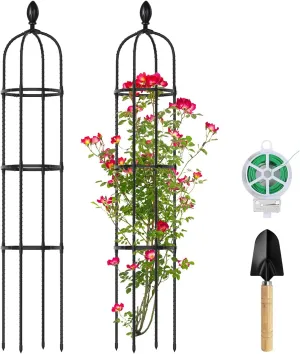 2 Pack 5Ft Tall Garden Obelisk Trellis for Climbing Plants Outdoor, Rustproof Plant Trellis Garden Tower Trellis for Potted Plant Climbing, Flowers Vegetable Cucumber Trellis