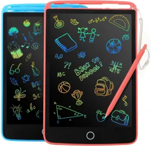 2 Pack LCD Writing Tablet for Kids - Colorful Screen Drawing Board 8.5inch Doodle Scribbler Pad Learning Educational Toy - Gift for 3-6 Years Old Boy Girl (Blue/Pink)
