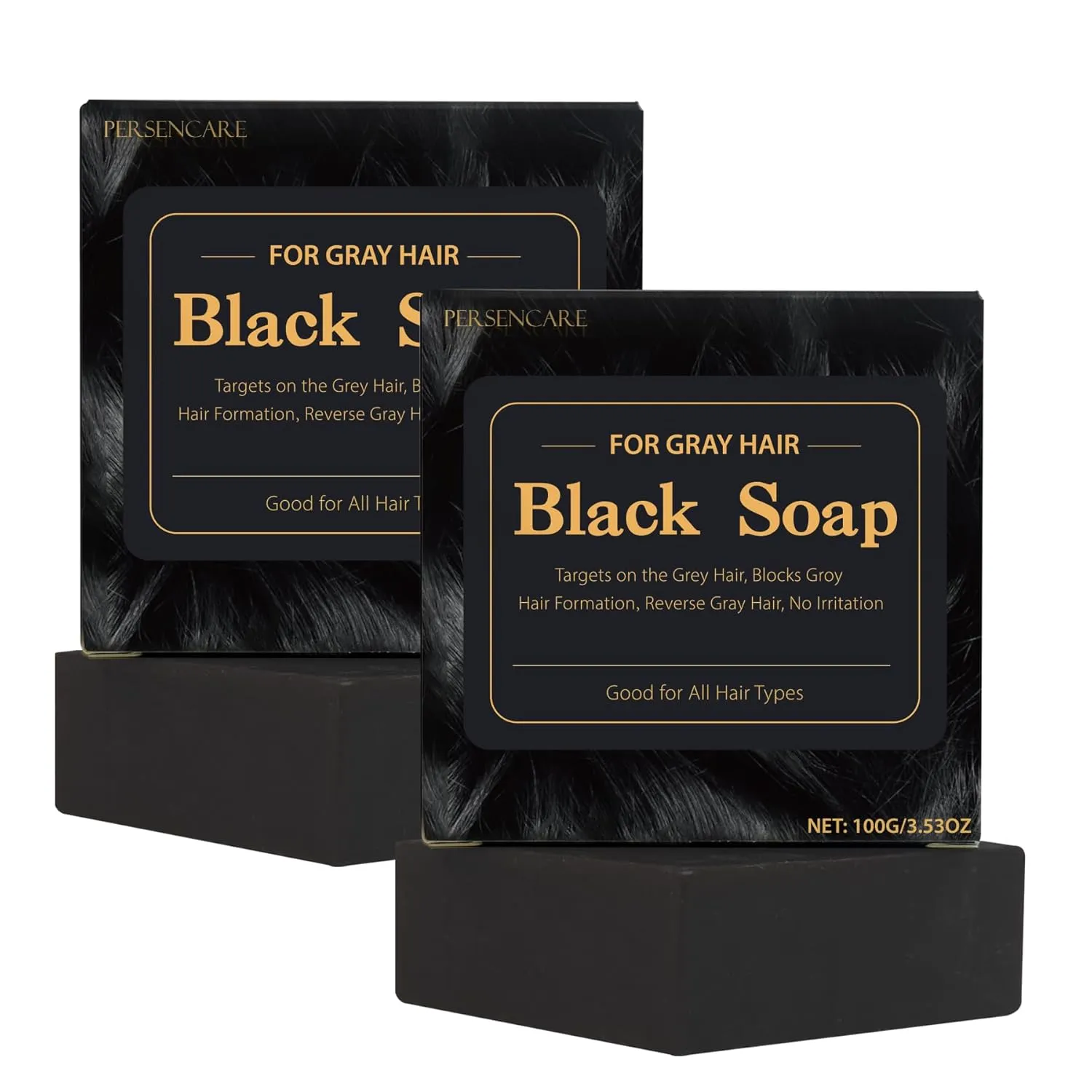 2 Pcs Herbal Black Soap for Gray Hair Reverse, Fo Ti Castor Oil for Hair Darkening & Thickening, Men & Women Hair Growth Grey Cover Shampoo Bar, Natural Polygonum Multiforum Reducing Hair Loss