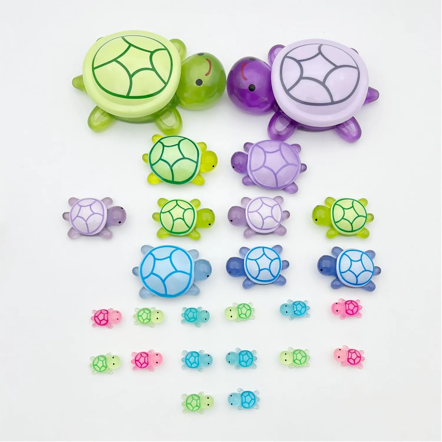20 Pcs Turtle Family Resin Ornament Sea Turtle Models Statues Tortoise Decor Accessories Miniature Animal Decoration for Fairy Garden Micro Landscape Fish Tank Plant Bonsai Dollhouse (Blue)