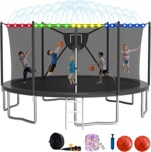 2024 Upgrade 1200LBS Outdoor Tranpoline for Kids and Adults 【Easy to Install & Built to Last】, 12FT Recreational Tranpolines with Net, Basketball Hoop and Ladder, ASTM Approved