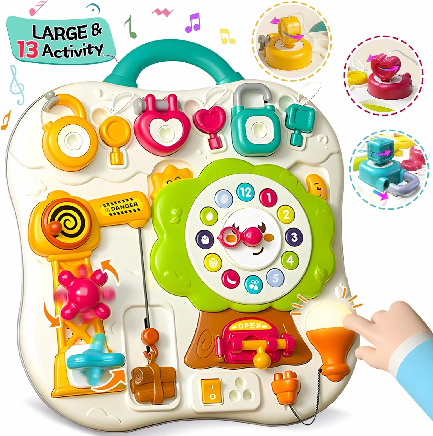 2025 New Montessori Busy Board Sensory Toys for Toddlers 1-3, 13 Activity Music & Led Light Up Montessori Toys for 2  Year Old, Birthday Gifts for Toddlers, Travel Toys for 2 Year Old