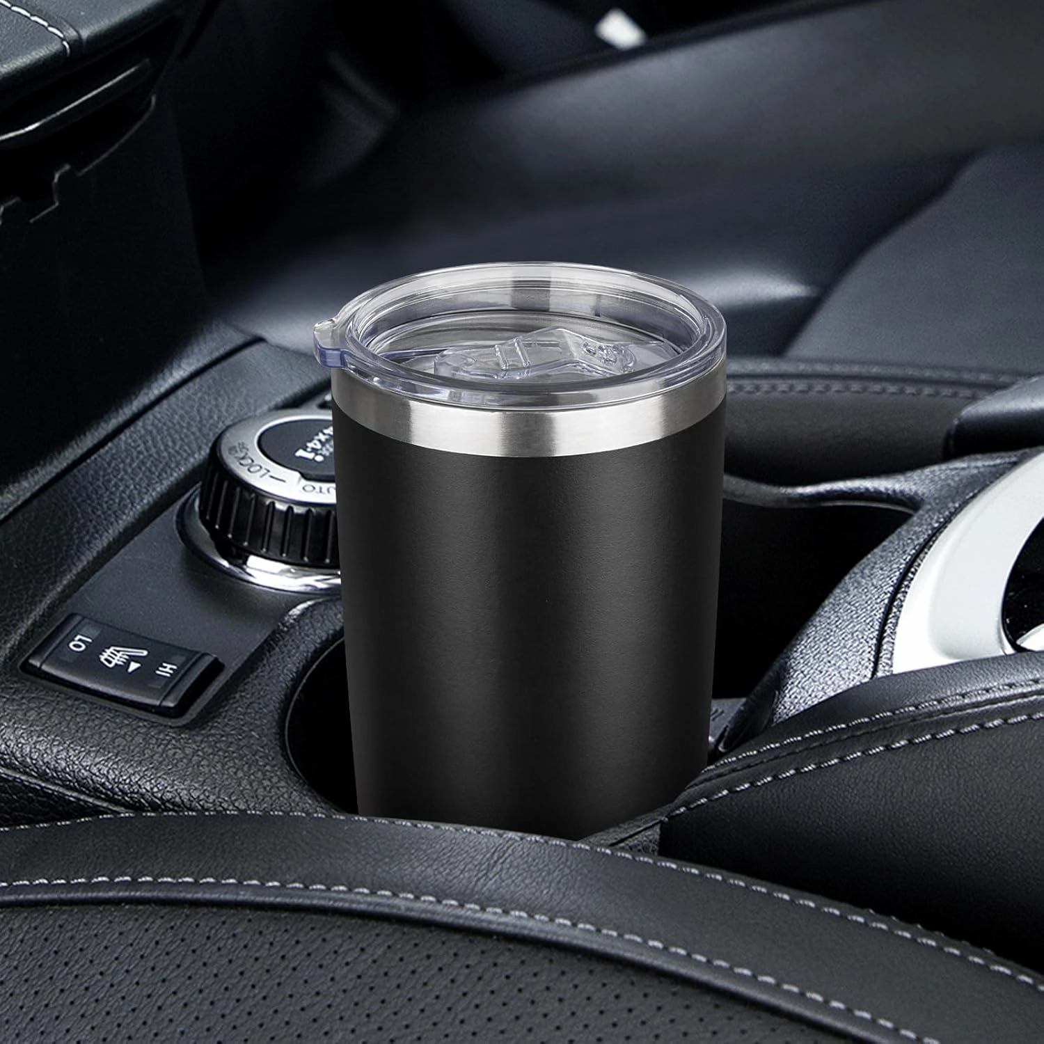 20oz Tumbler with Lid Stainless Steel Insulated Tumblers Travel Coffee Tumbler Bulk Double Wall Vacuum Insulated Water Cup Christmas Gifts for Women Men Her Him Home Office (Black, 6pack)