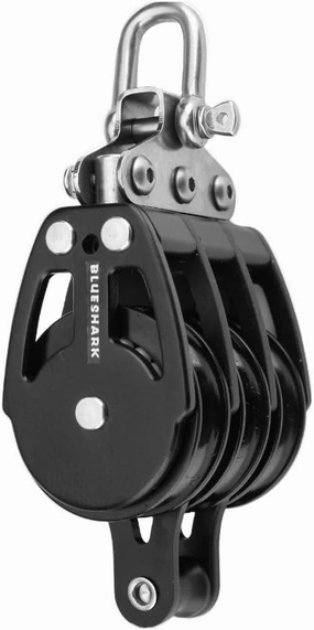 2257-38 mm Fixed Triple Becket Aluminum Sailing Block - Max Line: 3/8” (10 mm), Safe Working Load (SWL): 2300 lbs, Breaking Load: 3700 lbs