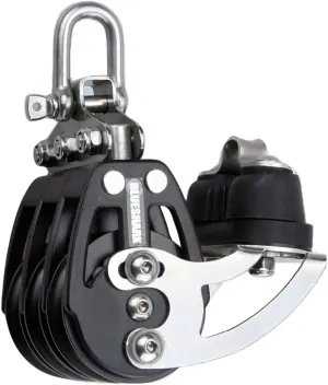 2261-38 mm Fixed Triple Adjustable Cam Aluminum Sailing Block - Max Line: 1/4” (6 mm), Safe Working Load (SWL): 1700 lbs, Breaking Load: 3700 lbs