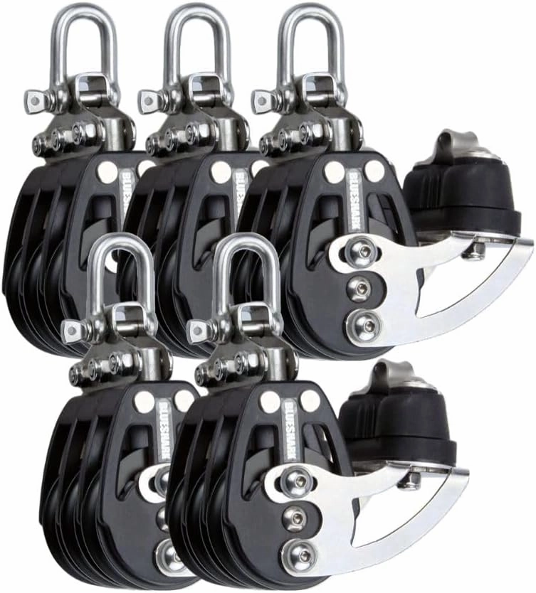 2261-38 mm Fixed Triple Adjustable Cam Aluminum Sailing Block - Max Line: 1/4” (6 mm), Safe Working Load (SWL): 1700 lbs, Breaking Load: 3700 lbs (5-Pack)