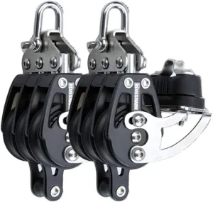 2262-38 mm Fixed Triple Adjustable Cam Becket Aluminum Sailing Block - Max Line: 3/8” (10 mm), Safe Working Load (SWL): 1700 lbs, Breaking Load: 3700 lbs (2-Pack)