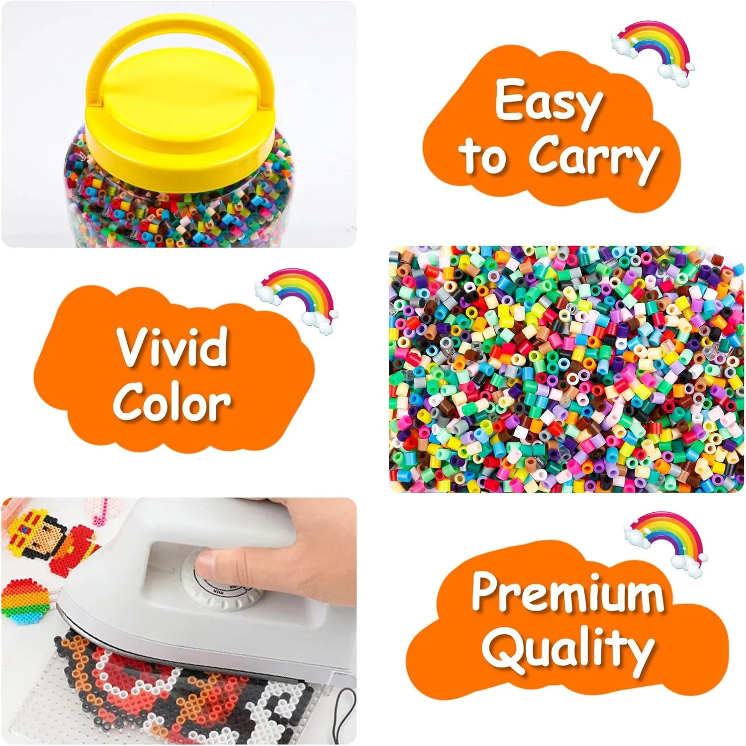 23,000 pcs Fuse Beads Kit for Kids Crafts, 30 Colors Iron Beads Set with 3 Pegboards, 5 Ironing Paper, 10 Patterns, Gifts for Birthday Christmas, Multicolor 5mm Melty Beads Bulk Refill Kit by Inscraft