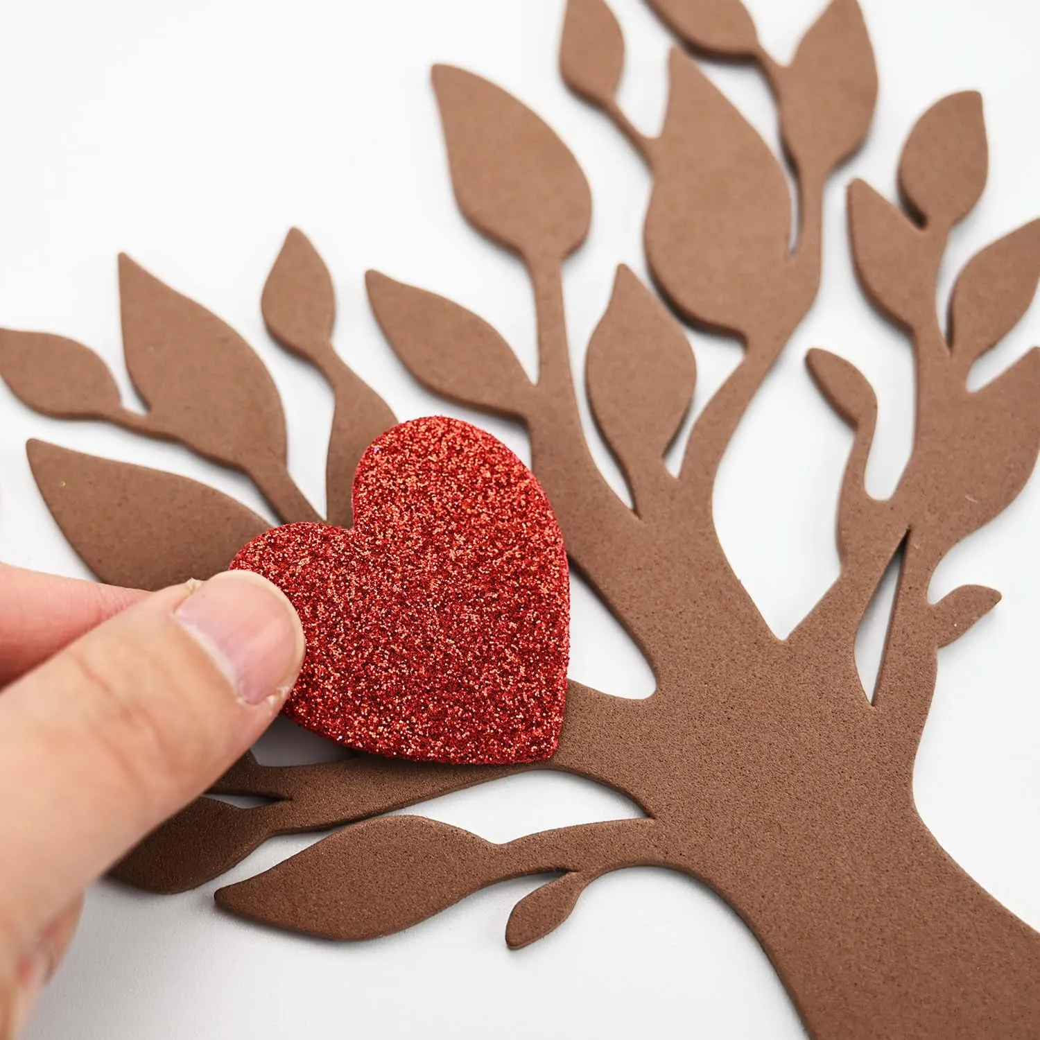 24 Sets DIY Valentine's Day Foam Tree Crafts Kits Decorations Self Adhesive Heart Sticker Love Heart Letter Shiny Sticker for Kids Party Favors Fun Classroom Home Activities