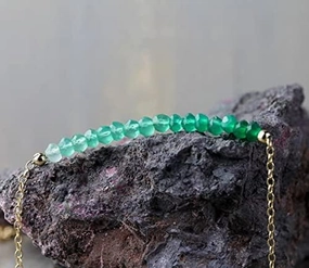 24k gold Anxiety Gemstone 3mm Green Ombre Green Onyx stracking Necklace Rondelle, Faceted 17 Inch for mens, womens, gf, bf and adults.
