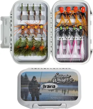 28-Piece Stillwater Fly Fishing Flies Set for Trout & Bass – 7 Realistic Patterns inc. Foam Beetle, Woolly Bugger, Damselfly, Popper – UV Coated, 3D Eyes, Ready for Lake & Pond