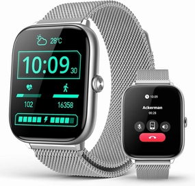2.06" AMOLED Smart Watches with Bluetooth Call, 118 Sports Modes, Fitness Activity Tracker for Men Women, Heart Rate Sleep SpO2 and Stress Monitor, IP68 Waterproof, Compatible with Android and iPhone