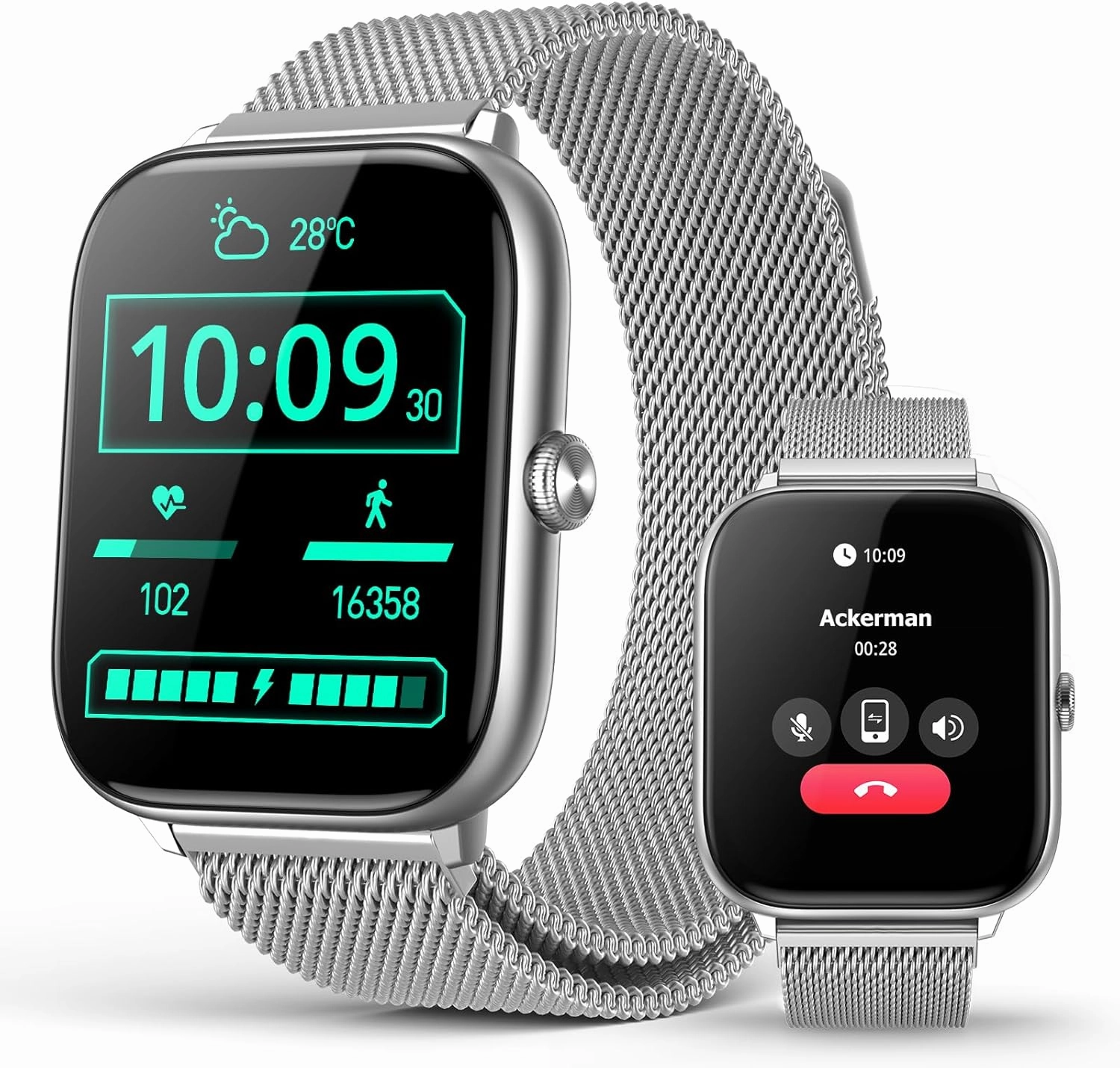 2.06" AMOLED Smart Watches with Bluetooth Call, 118 Sports Modes, Fitness Activity Tracker for Men Women, Heart Rate Sleep SpO2 and Stress Monitor, IP68 Waterproof, Compatible with Android and iPhone