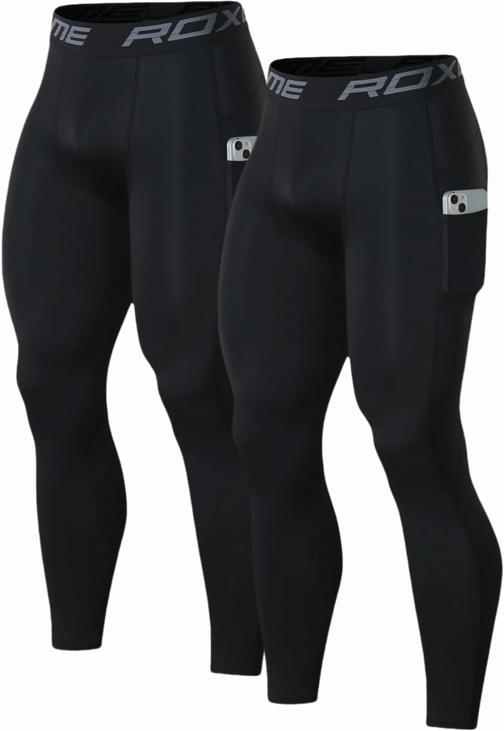 2 Pack Men's 3/4 One Leg Compression Capri Tights Pants Basketball Athletic Running