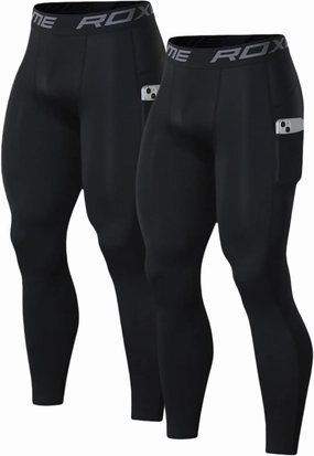 2 Pack Men's 3/4 One Leg Compression Capri Tights Pants Basketball Athletic Running