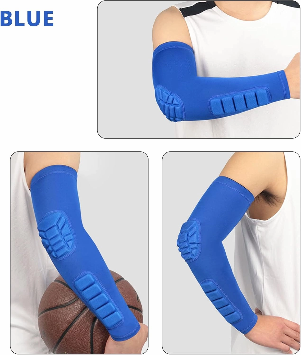 2 Pack Padded Elbow Pads Elbow Brace Basketball Shooter Sleeves Anti-Collision Arm Compression Sleeves for Youth Adult