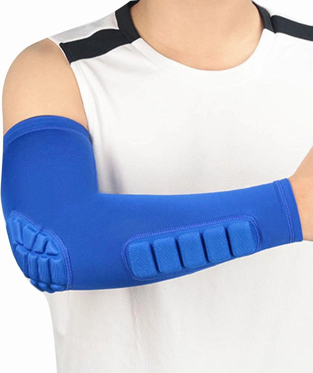 2 Pack Padded Elbow Pads Elbow Brace Basketball Shooter Sleeves Anti-Collision Arm Compression Sleeves for Youth Adult