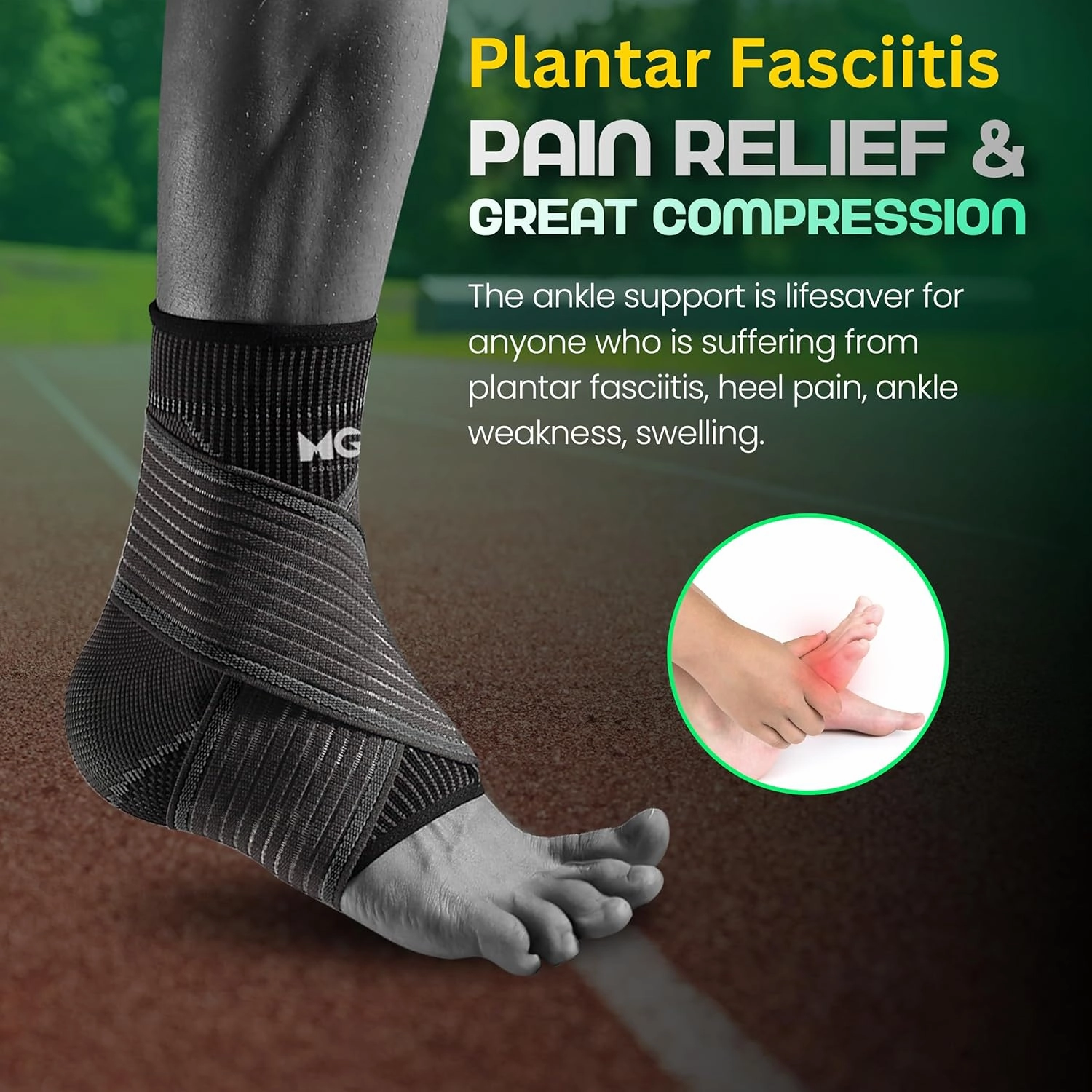 2 PCs Ankle Brace for Plantar Fasciitis & Achilles Tendon – Compression Support Sleeve for Men & Women, Helps with Peroneal Tendonitis, Heel & Foot Pain Relief (Orange, Medium)