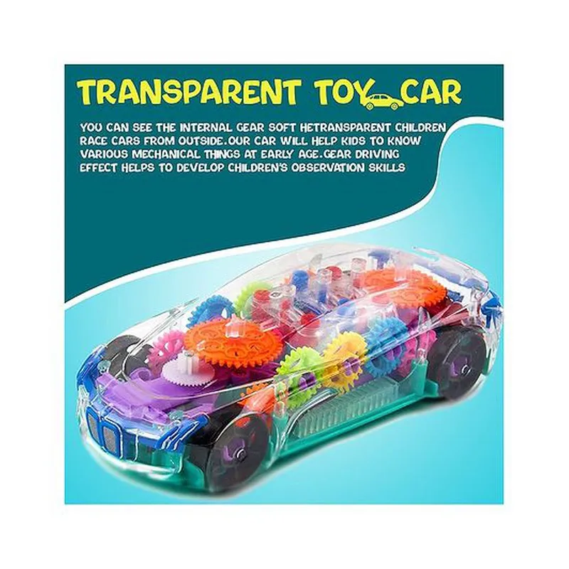 360 Degree Bump & Go Rotating Transparent Concept Racing Car Toy with Music & Light (6 Months - 4 Years)