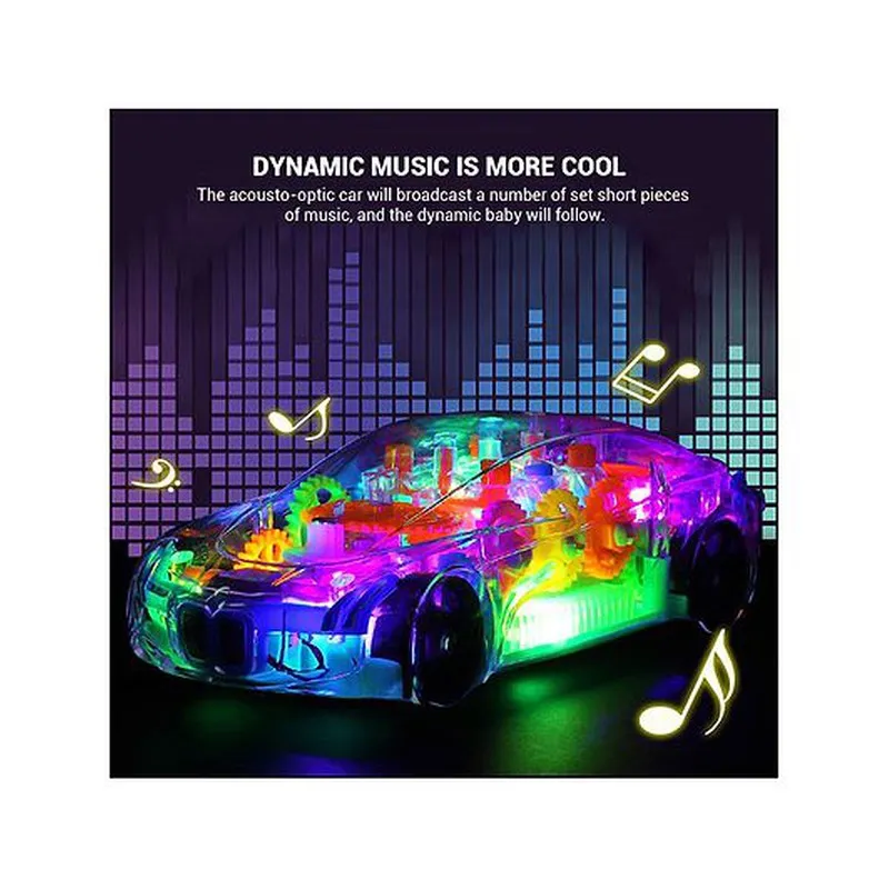360 Degree Bump & Go Rotating Transparent Concept Racing Car Toy with Music & Light (6 Months - 4 Years)