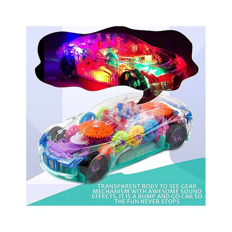 360 Degree Bump & Go Rotating Transparent Concept Racing Car Toy with Music & Light (6 Months - 4 Years)