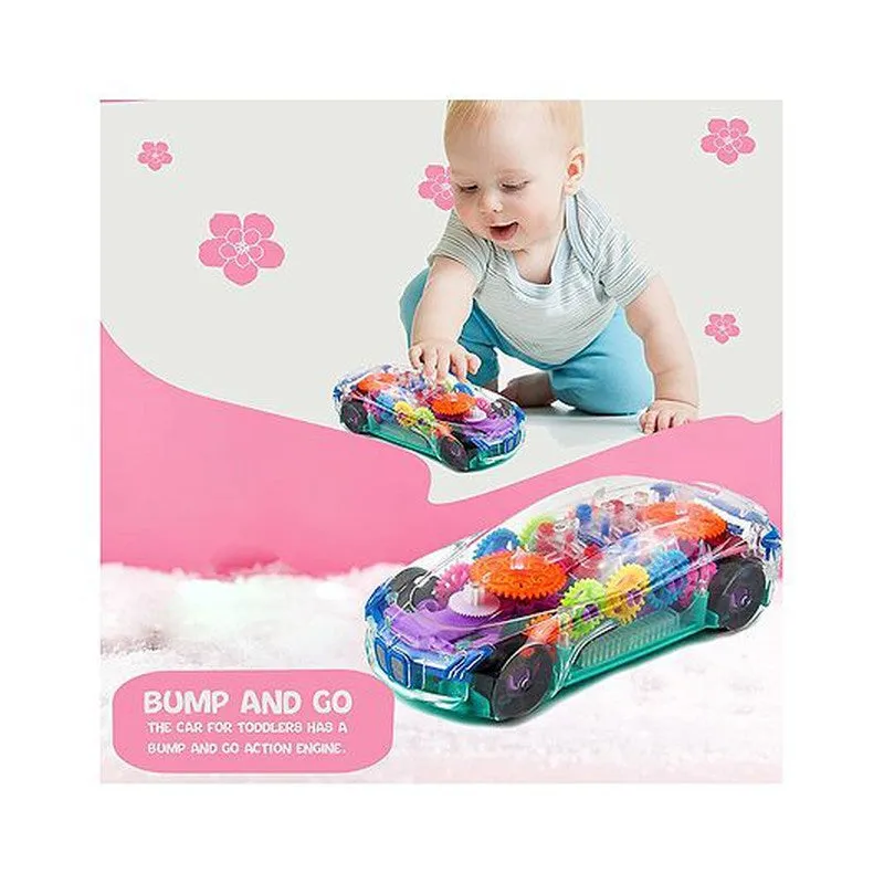 360 Degree Bump & Go Rotating Transparent Concept Racing Car Toy with Music & Light (6 Months - 4 Years)
