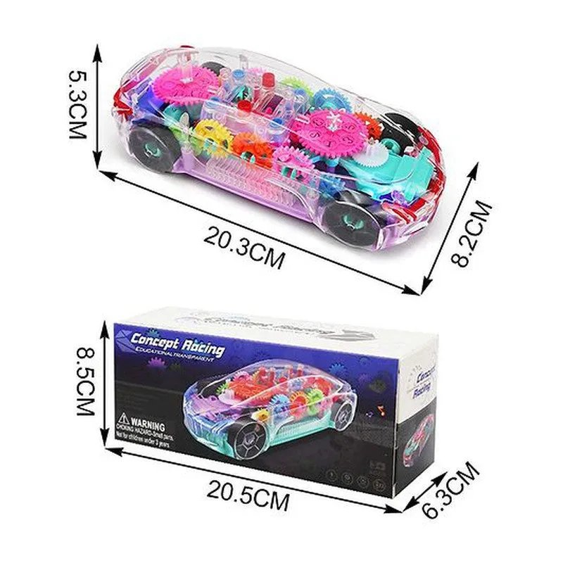 360 Degree Bump & Go Rotating Transparent Concept Racing Car Toy with Music & Light (6 Months - 4 Years)
