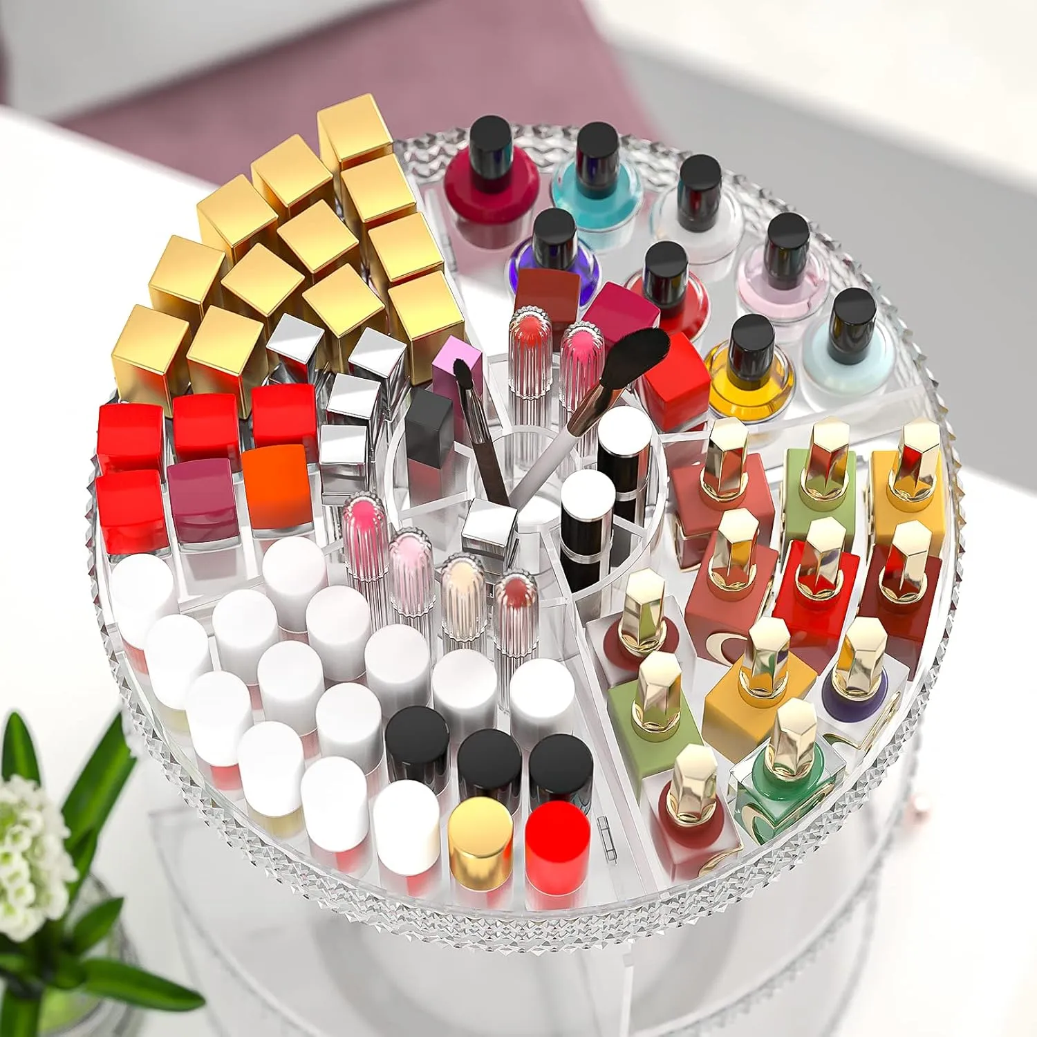 360 Rotating Makeup Organizer Countertop, Clear Acrylic Large Perfume Organizer, Organizador De Perfumes, 7 Layers Make Up Organizer and Storage Fits for Vanity and Bathroom - X-Large Clear
