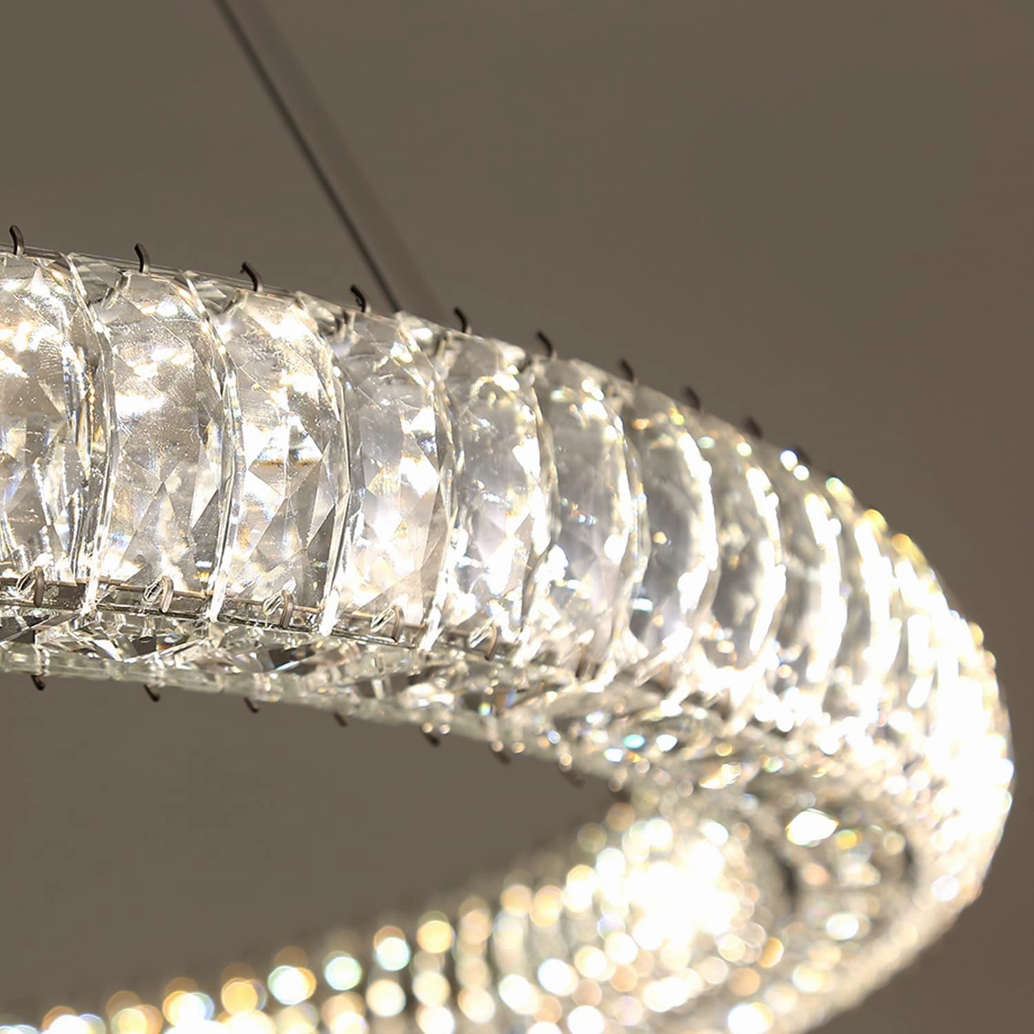 3 Rings Silver Crystal Chandeliers for Living Room High Ceiling Chandeliers for Foyer LED Dimmable3000-6000K D32'' D24'' D16''