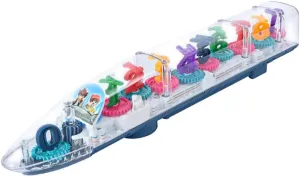 3D Gear Train Toy, Light-up Transparent Gear Train with Lights and Music for Kids, Educational STEM Toy for Toddlers and Preschoolers