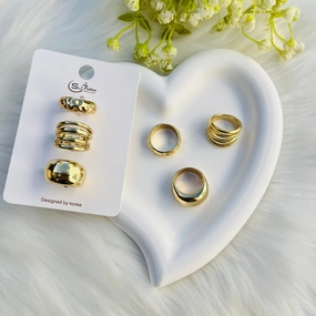 3pcs Golden Punk Charm Mid Ring Set