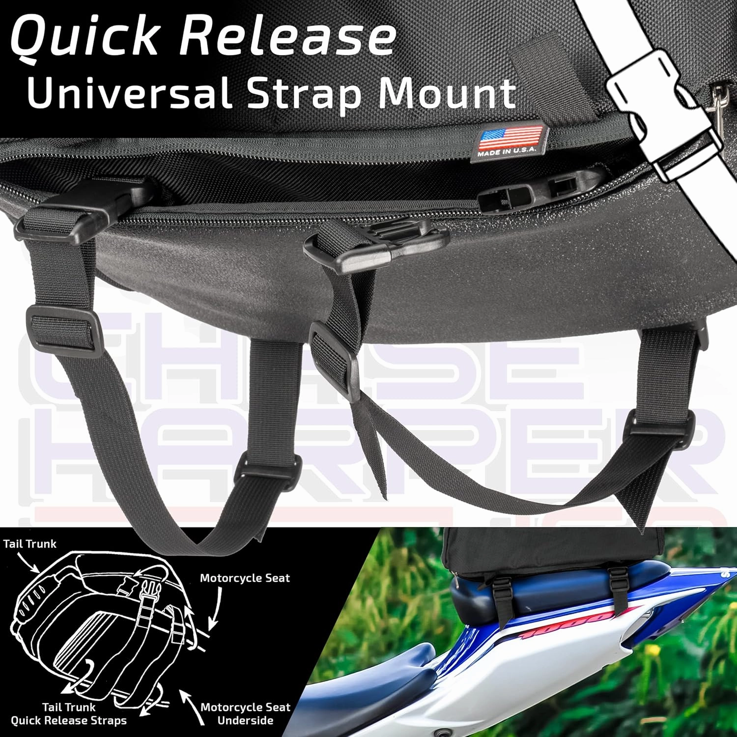 4650 Supersport Tail Trunk - 32.9 Liters - Water-Resistant, Tear-Resistant, Industrial Grade Ballistic Nylon - Strap Mount