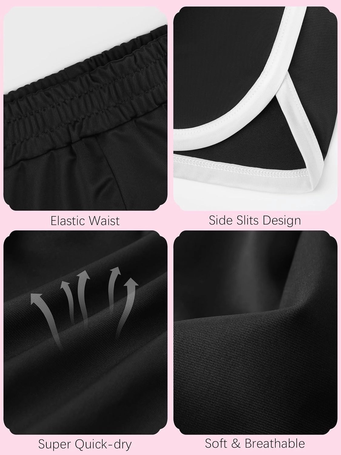 4 Packs Girls Athletic Shorts Toddler Soccer Running Active Dolphin Dry-Fit Kids Gym Workout Performance Shorts